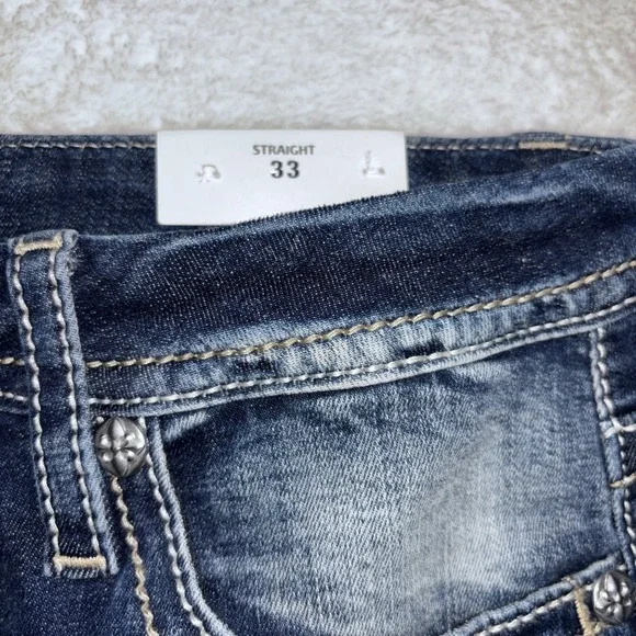 NWT Miss Me Jeans Curvy Fit Straight Mid Rise 33 X 32 Women's Jeans Distressed - Picture 3 of 16